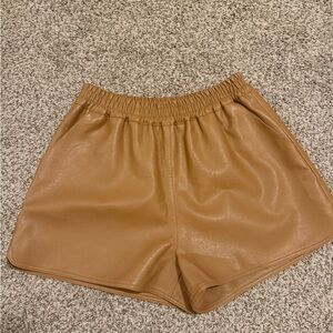 Women's Tan Leather Shorts